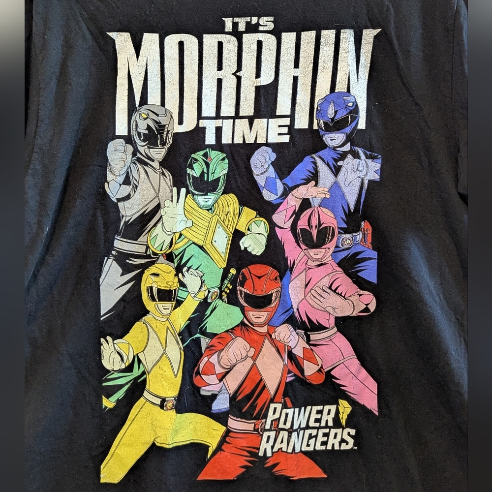 Power Ranger Black Tee with Multicolor Design